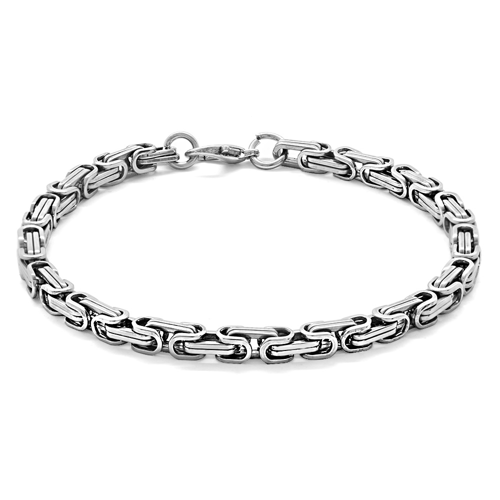 Gümüş Renk Kalınlık 5 mm 317L Çelik Kral Bileklik - 4