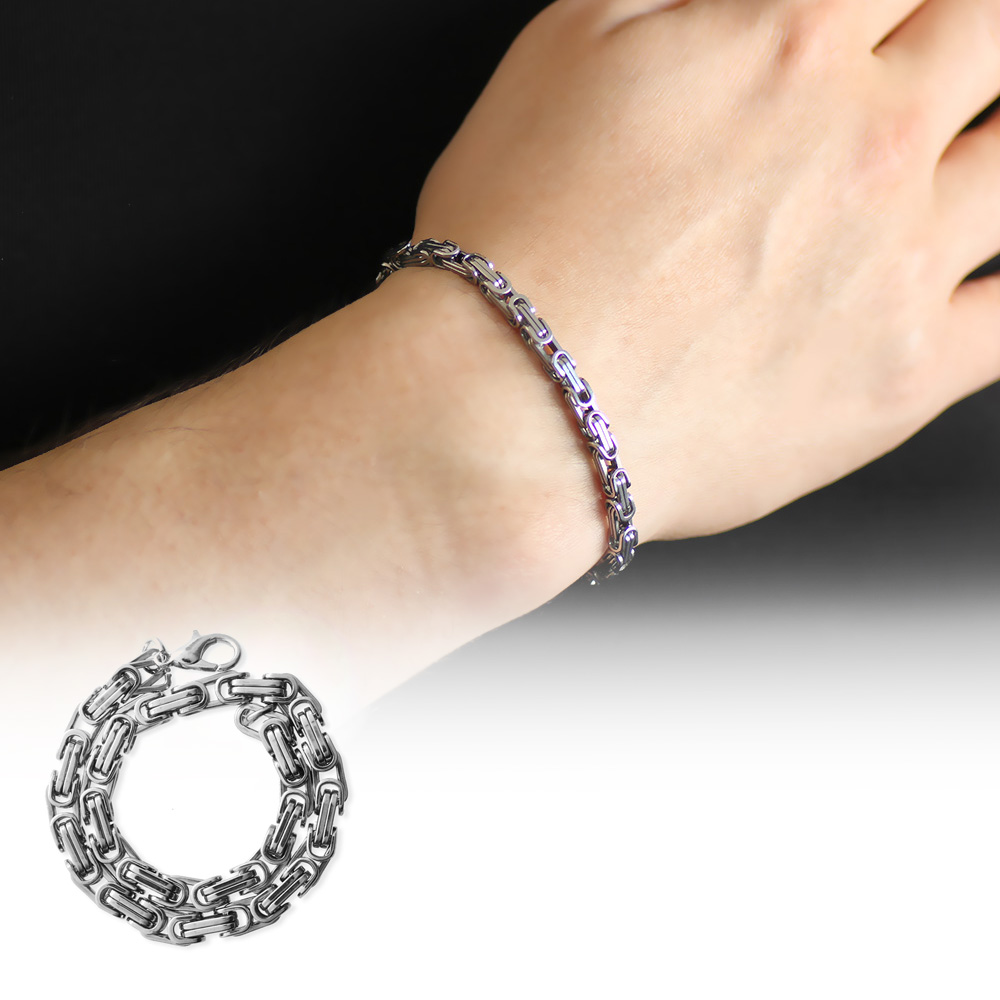 Gümüş Renk Kalınlık 5 mm 317L Çelik Kral Bileklik - 1