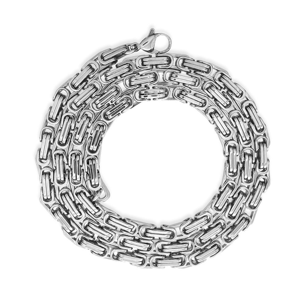 Gümüş Renk Kalınlık 5 mm 317L Çelik Kral Zincir Kolye - 2