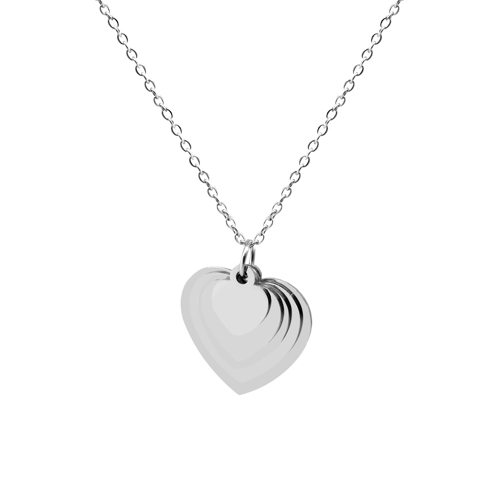 Gümüş Renk Kalp Tasarım Aile Temalı Kişiye Özel Çelik Kadın Kolye - En Fazla 5 İsim - 3