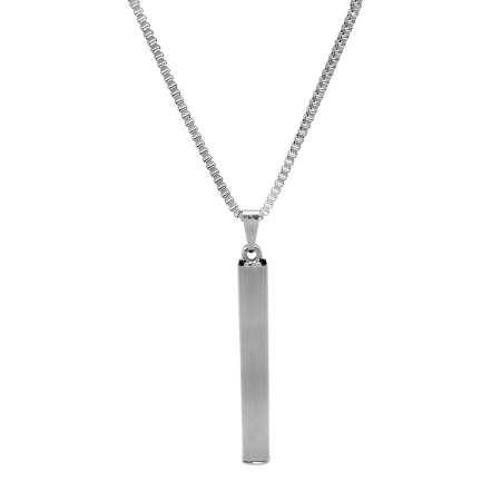 Gümüş Renk İsme Özel Yazılı Çubuk Bar Metal Erkek Kolye - Tesbihane