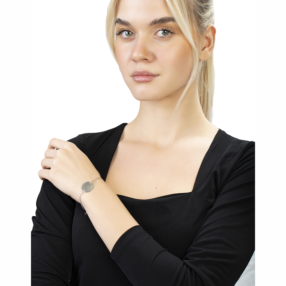 Gümüş Renk İsme Özel Yazılı 925 Ayar Gümüş Kadın Bileklik - 3