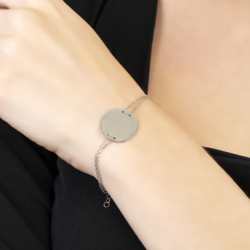 Gümüş Renk İsme Özel Yazılı 925 Ayar Gümüş Kadın Bileklik - 4