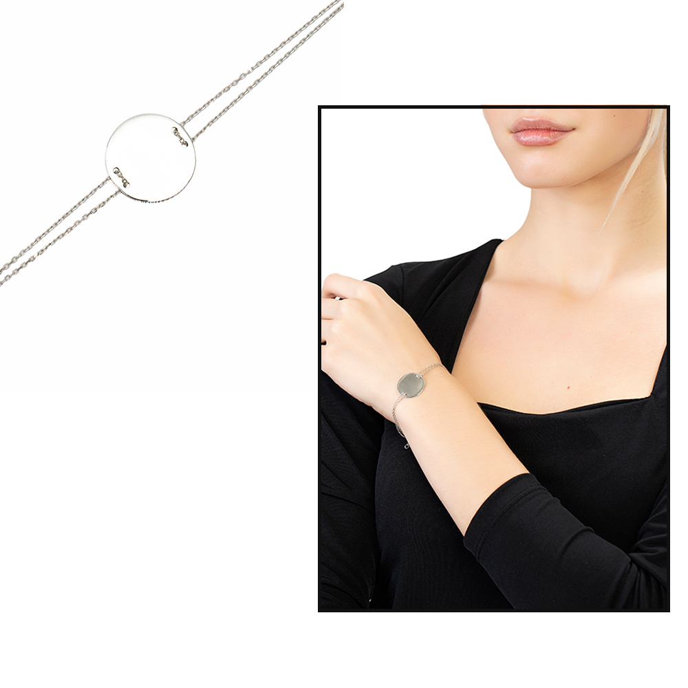 Gümüş Renk İsme Özel Yazılı 925 Ayar Gümüş Kadın Bileklik - 1