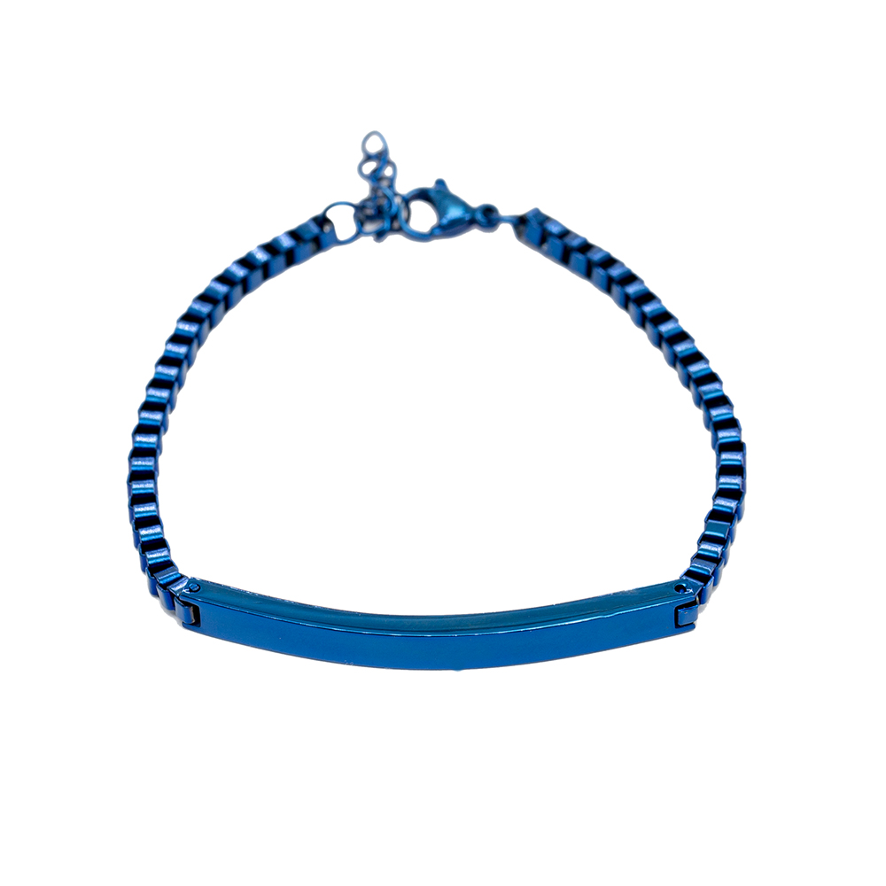 Çelik Zincirli Lacivert Renk İsme Özel Yazılı Kadın Bileklik - 3