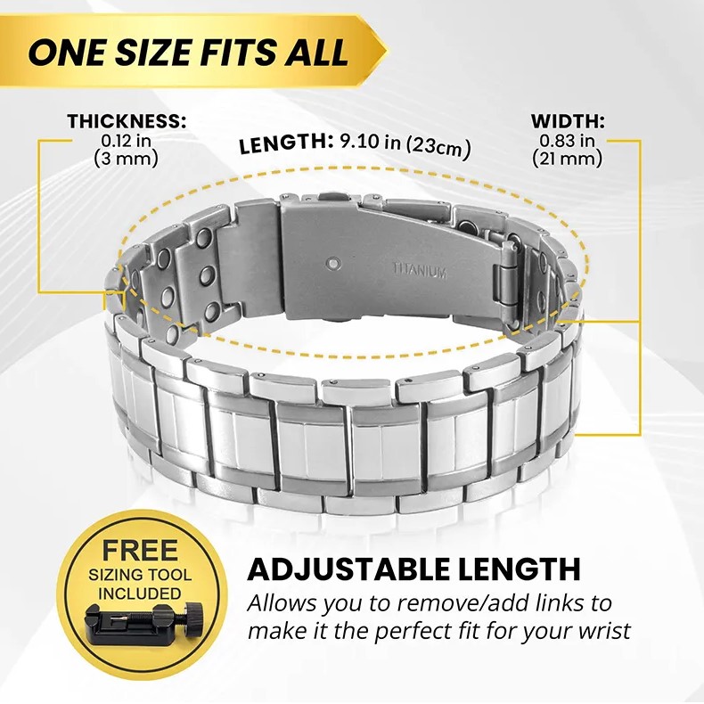 Gümüş Renk İsme Özel Yazılı Titanyum Manyetik Terapi Sağlık Bilekliği - 4