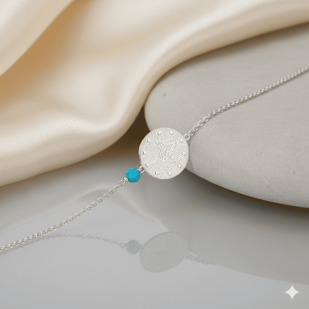 Gümüş Renk Mecidiye Tasarım Nazar Boncuğu Detaylı 925 Ayar Gümüş Kadın Bileklik - 5