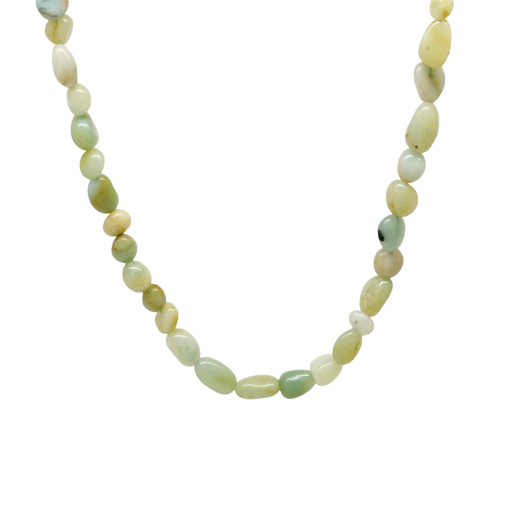 Gümüş Renk Metal Zincirli Amorf Amazonit Doğaltaş Erkek Kolye - 3