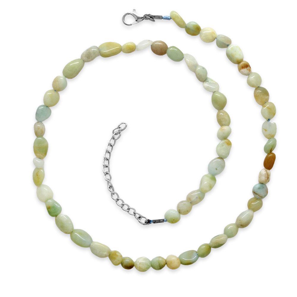 Gümüş Renk Metal Zincirli Amorf Amazonit Doğaltaş Kadın Kolye - 1