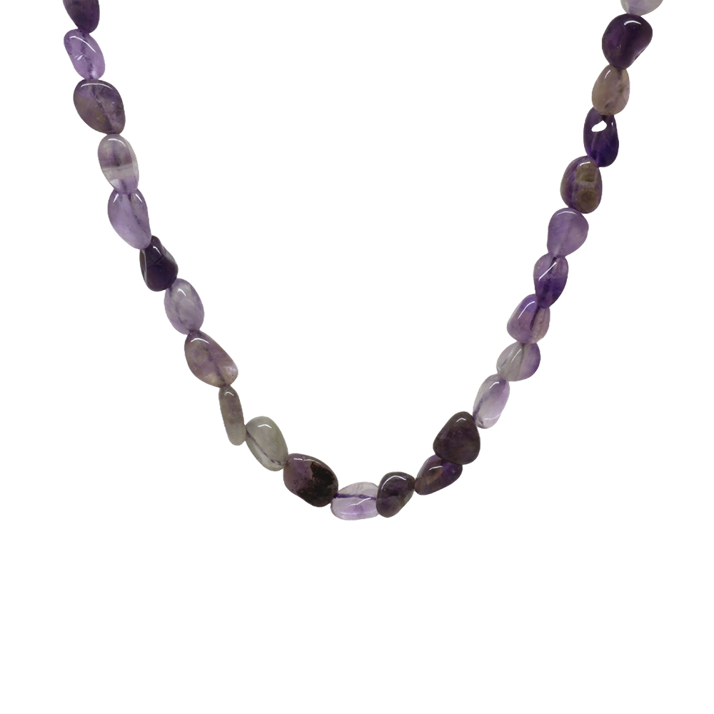 Gümüş Renk Metal Zincirli Amorf Ametist Doğaltaş Erkek Kolye - 2