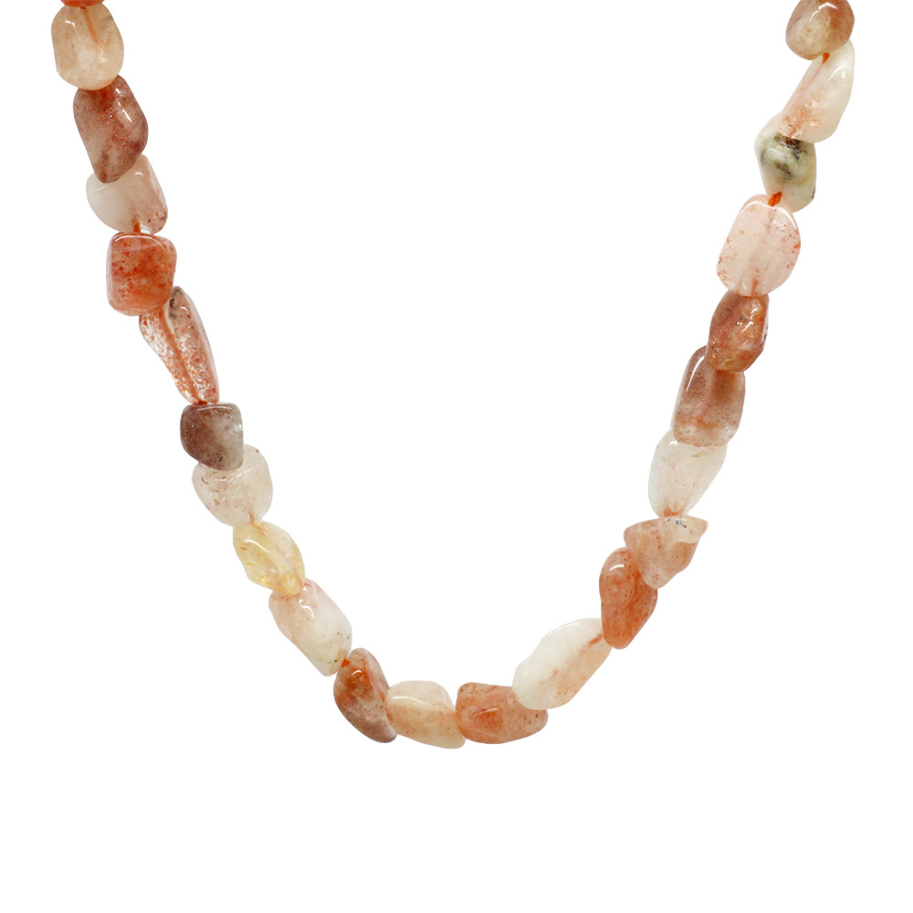 Gümüş Renk Metal Zincirli Amorf Güneş Taşı Doğaltaş Erkek Kolye - 2