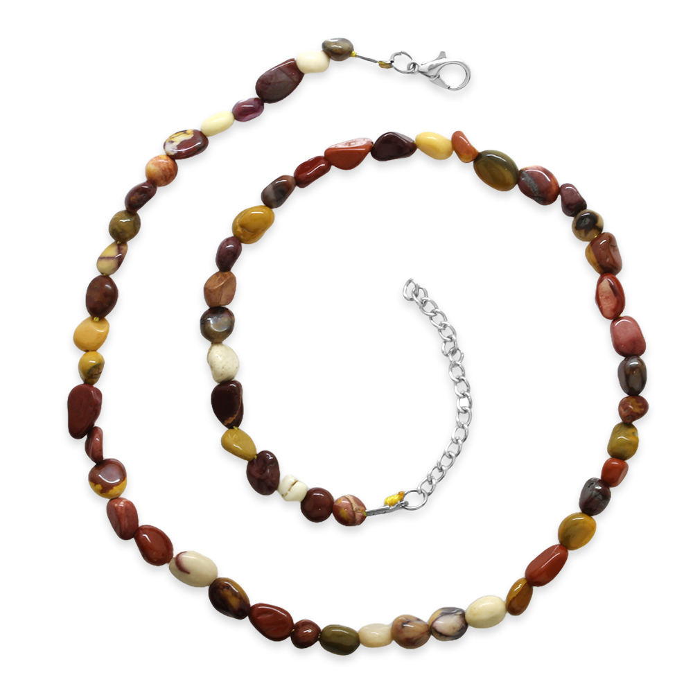 Gümüş Renk Metal Zincirli Amorf Jasper Doğaltaş Erkek Kolye - 4