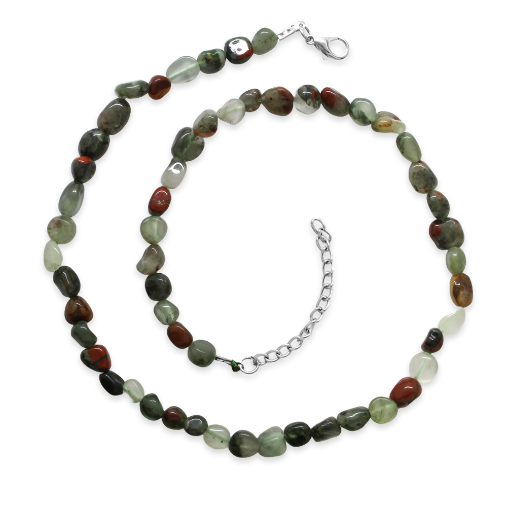 Gümüş Renk Metal Zincirli Amorf Kan Taşı Doğaltaş Erkek Kolye - 4