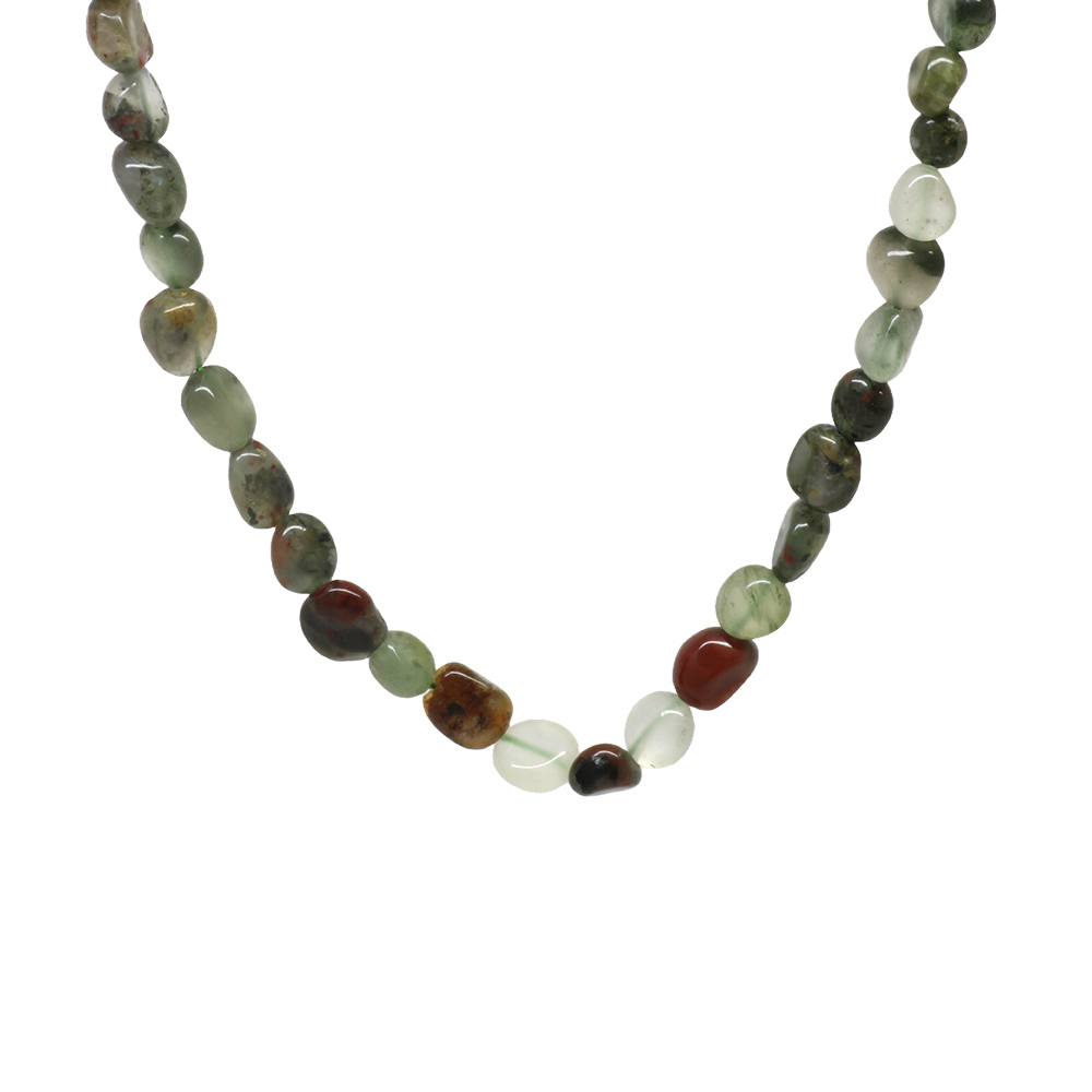 Gümüş Renk Metal Zincirli Amorf Kan Taşı Doğaltaş Kadın Kolye - 2