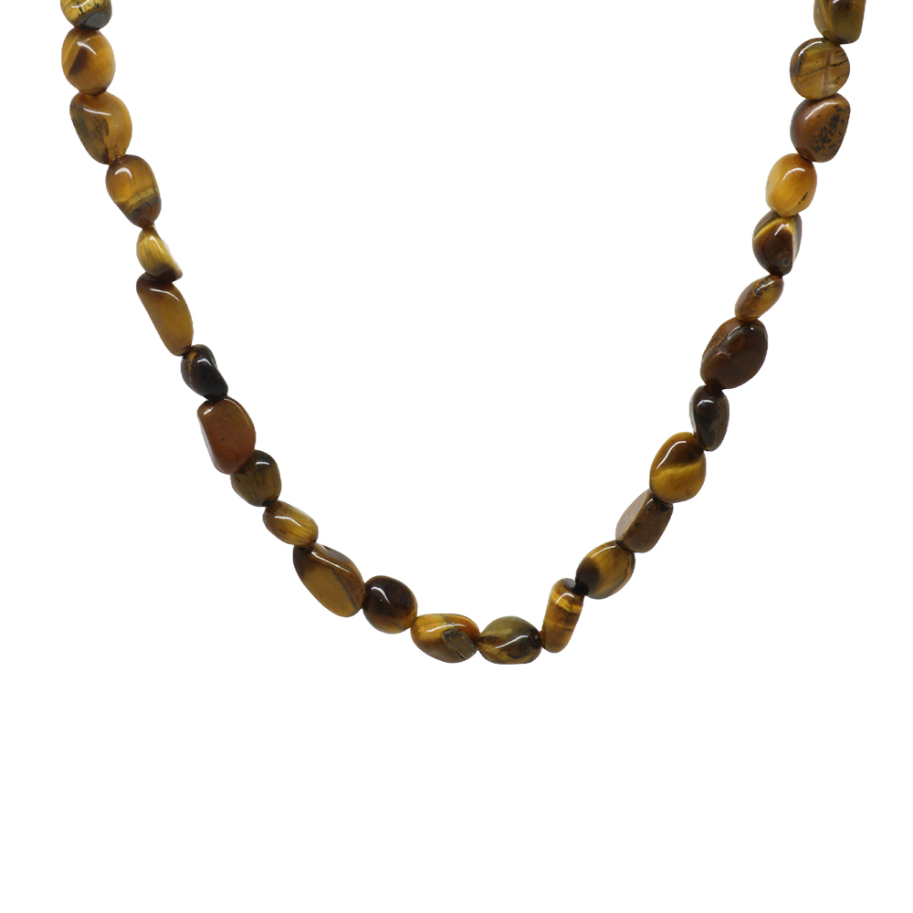 Gümüş Renk Metal Zincirli Amorf Kaplan Gözü Doğaltaş Erkek Kolye - 2