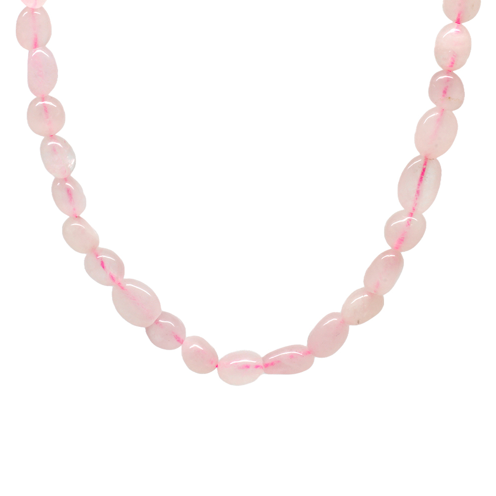 Gümüş Renk Metal Zincirli Amorf Pembe Kuvars Doğaltaş Erkek Kolye - 2