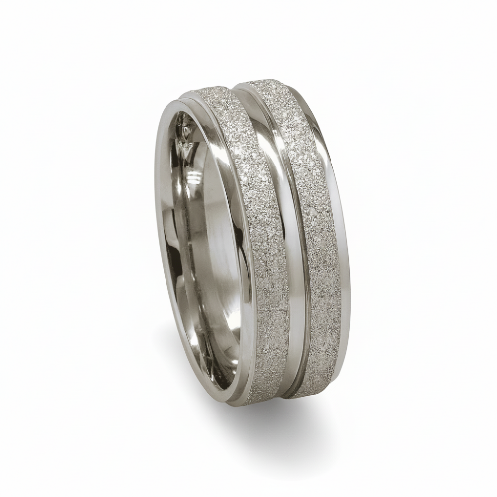 Gümüş Renk Modern Tasarım 316L Kalite Paslanmaz Kadın Çelik Yüzük Alyans - 18 Ölçü - 3