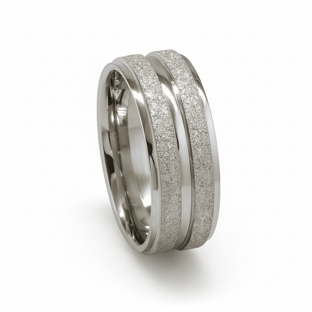 Gümüş Renk Modern Tasarım 316L Kalite Paslanmaz Kadın Çelik Yüzük Alyans - 21 Ölçü - 3