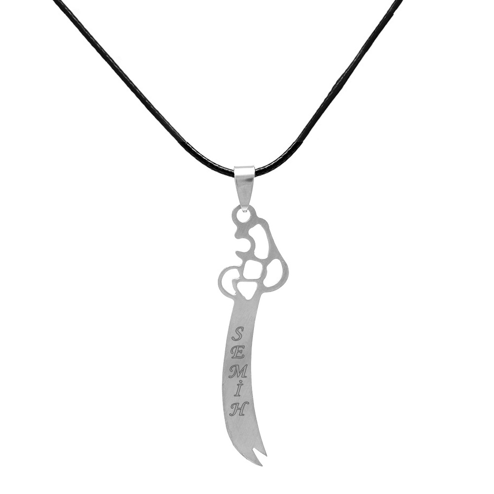 Gümüş Renk Zülfikar Tasarım İsme Özel Yazılı Çelik Erkek Kolye - 5