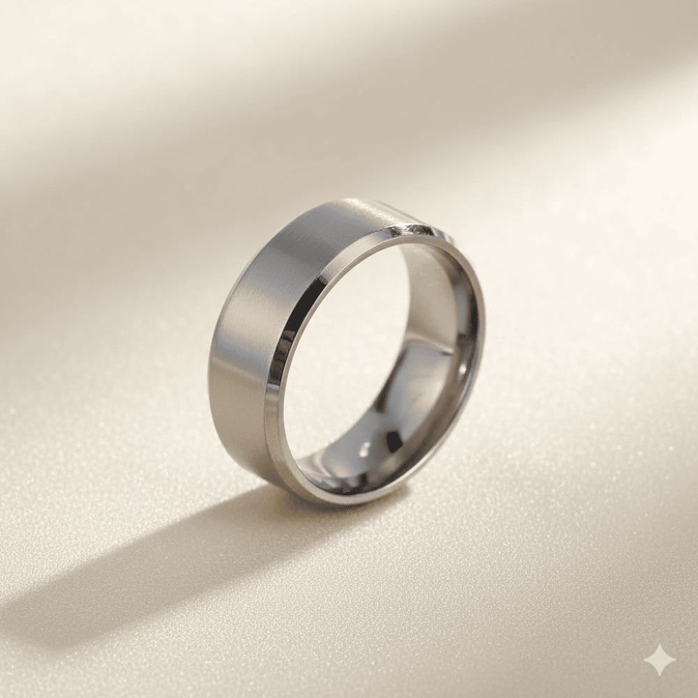 Gümüş Renkli 316L Kalite Paslanmaz Erkek Çelik Alyans Yüzük - 27 Ölçü - 3