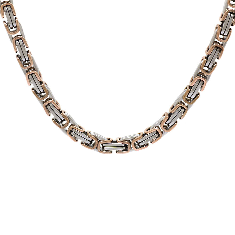 Silver-Rose Renk Ekstra Kalın Model 60 cm 317L Çelik Kral Zincir Kolye - 4