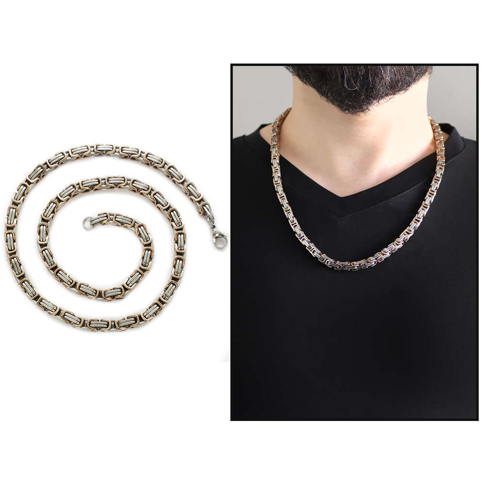 Silver-Rose Renk Ekstra Kalın Model 60 cm 317L Çelik Kral Zincir Kolye - 1