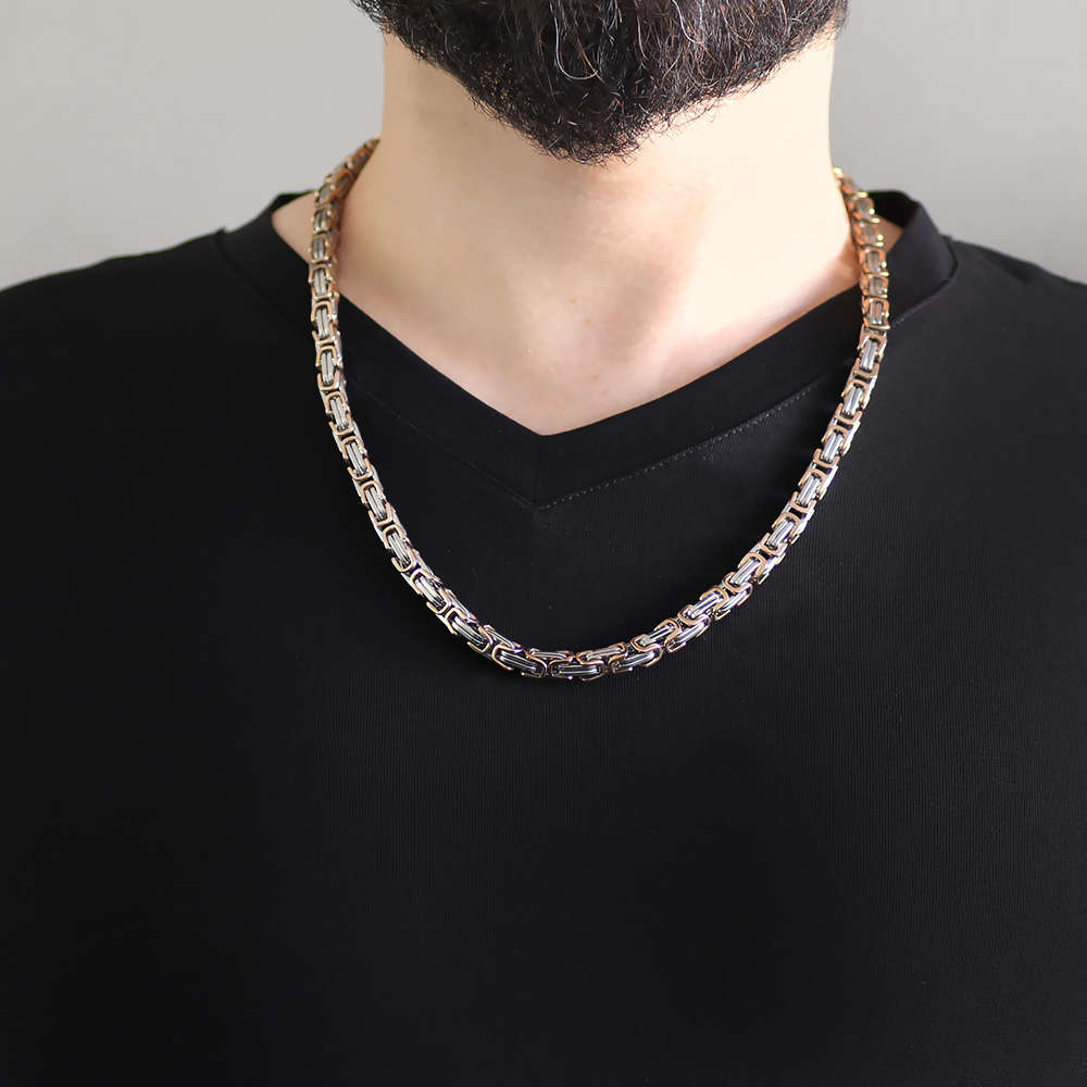 Silver-Rose Renk Ekstra Kalın Model 60 cm 317L Çelik Kral Zincir Kolye - 2