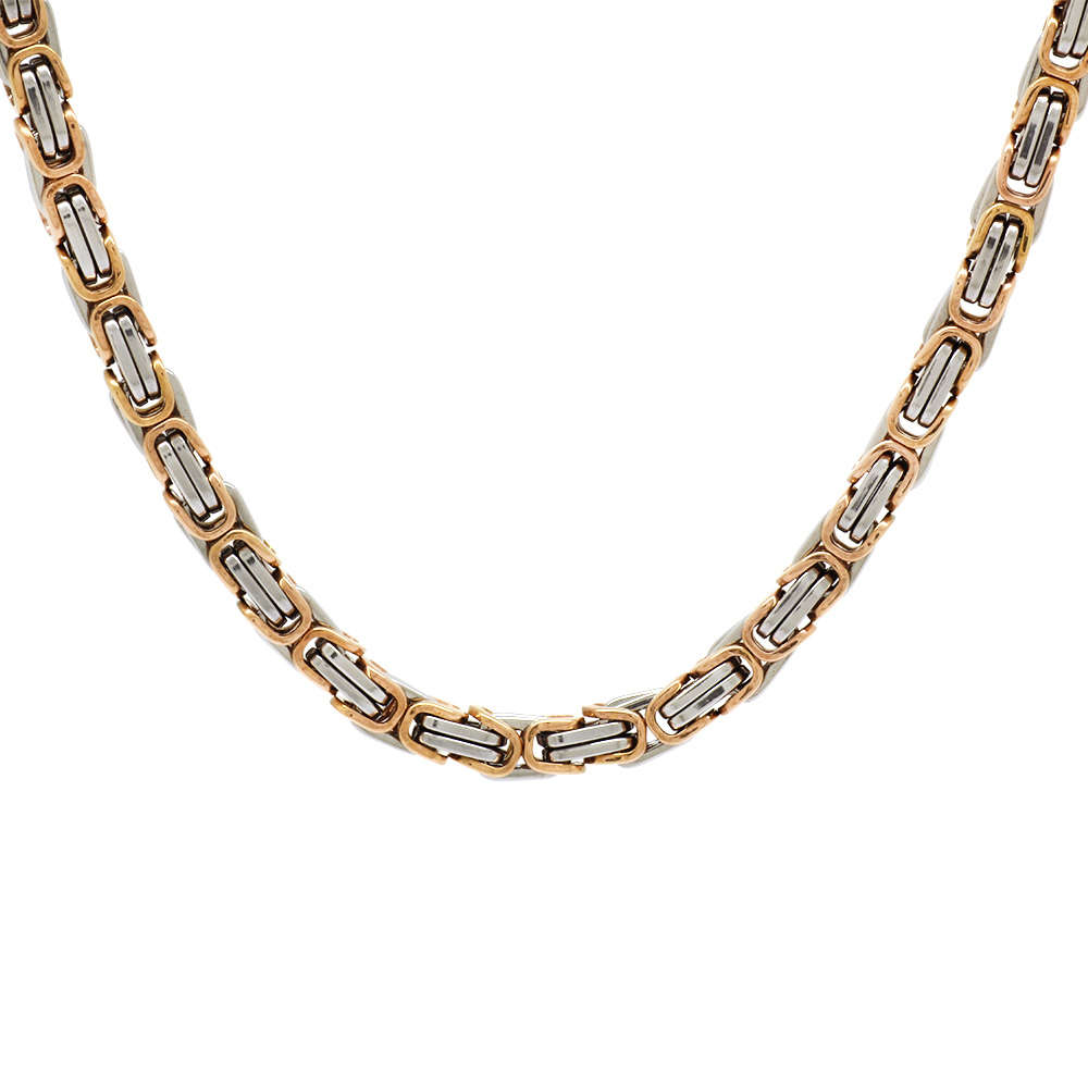 Silver-Rose Renk Kalın Model 60 cm 317L Çelik Kral Zincir Kolye - 4