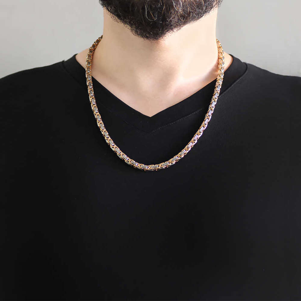 Silver-Rose Renk Kalın Model 60 cm 317L Çelik Kral Zincir Kolye - 2