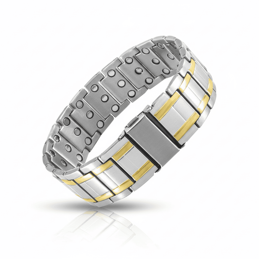 Gümüş ve Altın Renk İsme Özel Yazılı Titanyum Manyetik Terapi Sağlık Bilekliği - 4