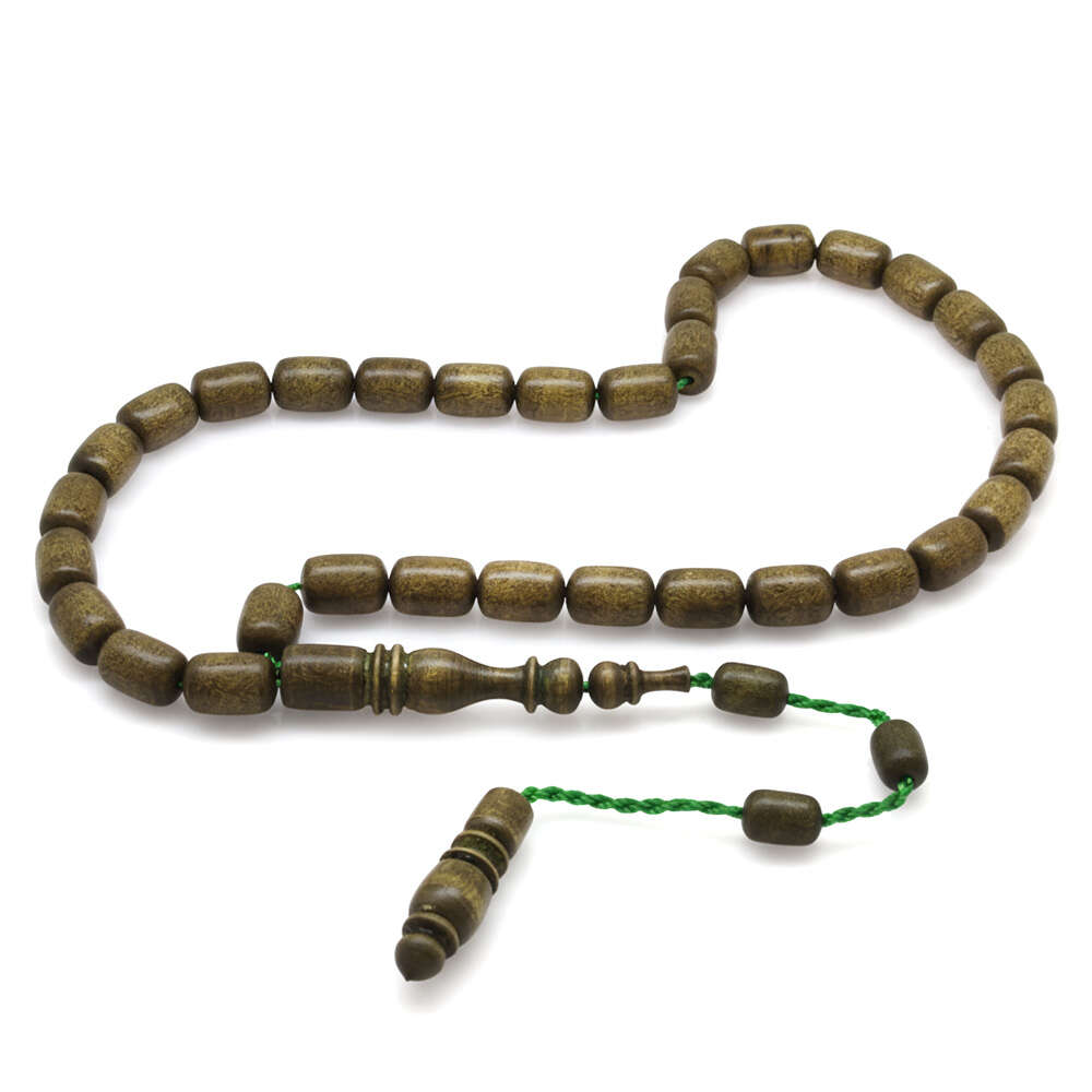 Şimşir Ağacı Tesbih - Koleksiyonluk - Sistemli - Usta İşçilikli - Yeşil Renk - Kapsül Kesim - 4