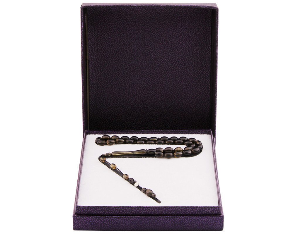 Sıralı Sistem Özel Boy Hediye Kutulu Sıkma Kehribar Tesbih (Model-1) - 1