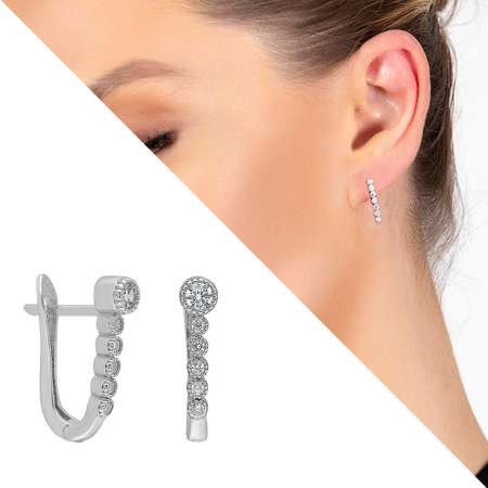 Sıralı Zirkon Taşlı 925 Ayar Gümüş Kadın Küpe - Tesbihane