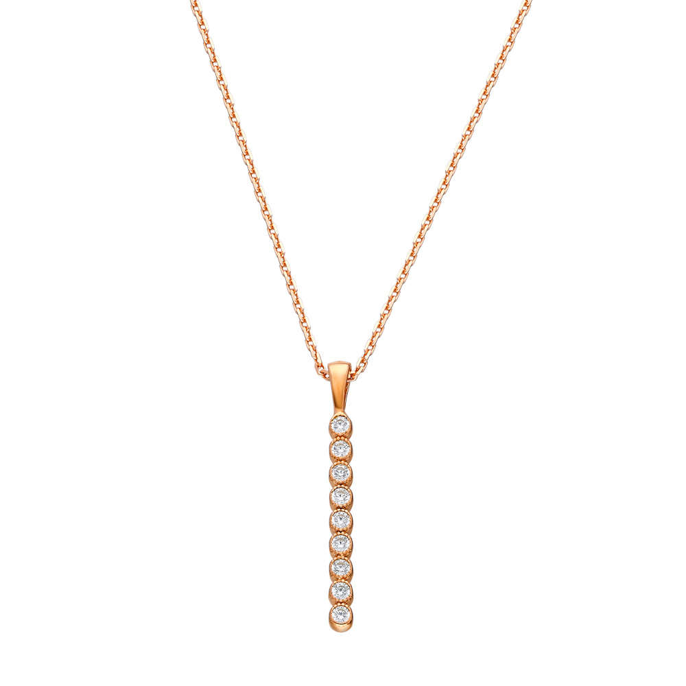 Sıralı Zirkon Taşlı Altın Renk 925 Ayar Gümüş Bayan Kolye - 3