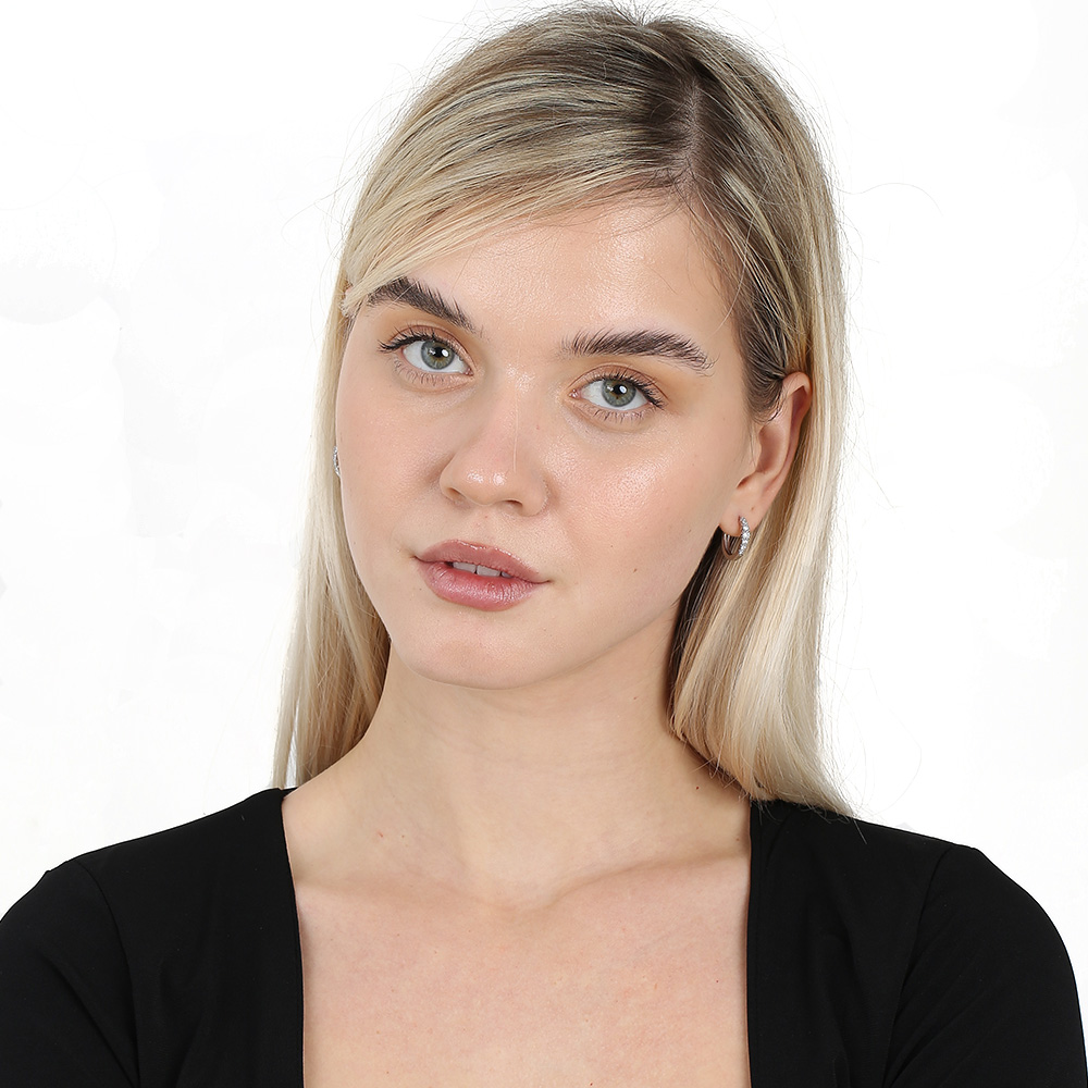 Sıralı Zirkon Taşlı Gümüş Renk Tam Tur 925 Ayar Gümüş Kadın Küpe - 2