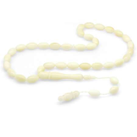 Sistemli Arpa Kesim Beyaz Renk Narçıl Tesbih - Tesbihane