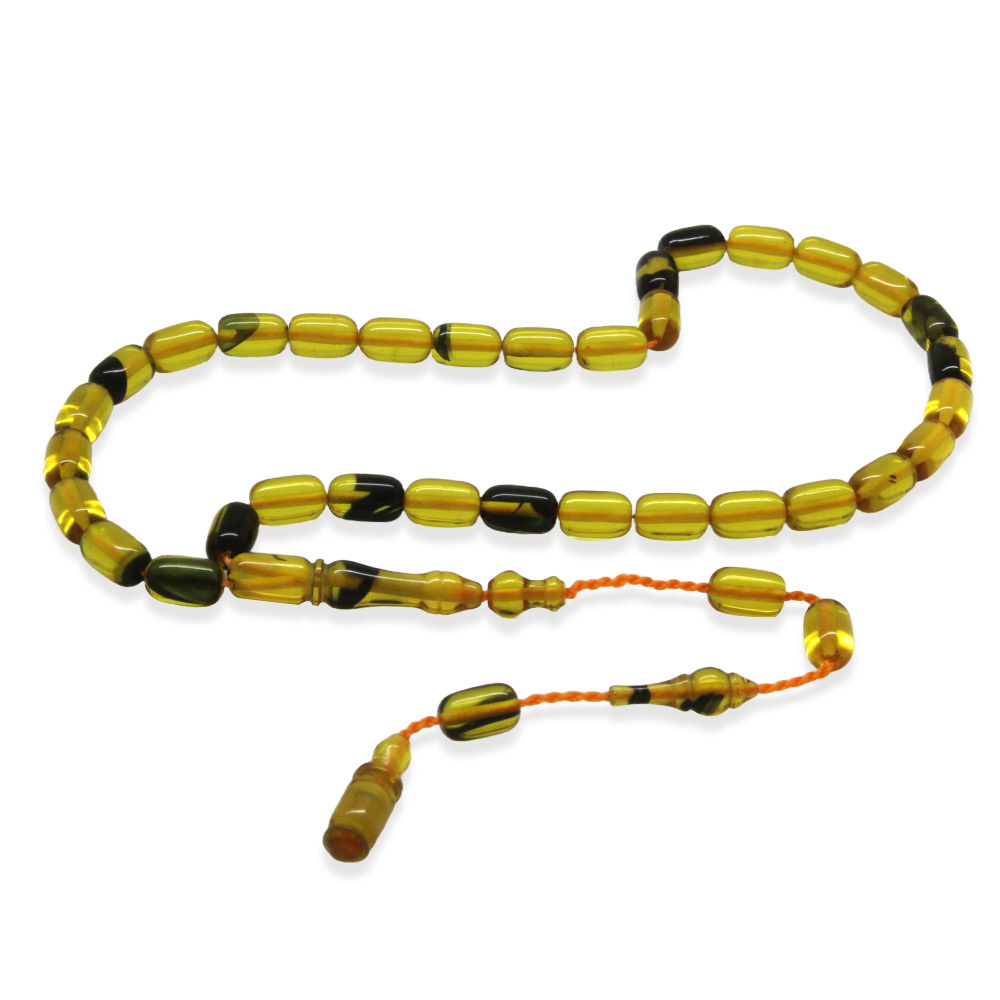 Sistemli Kapsül Kesim Mini Boy Bala Siyah Renk Ateş Kehribar Tesbih - 4