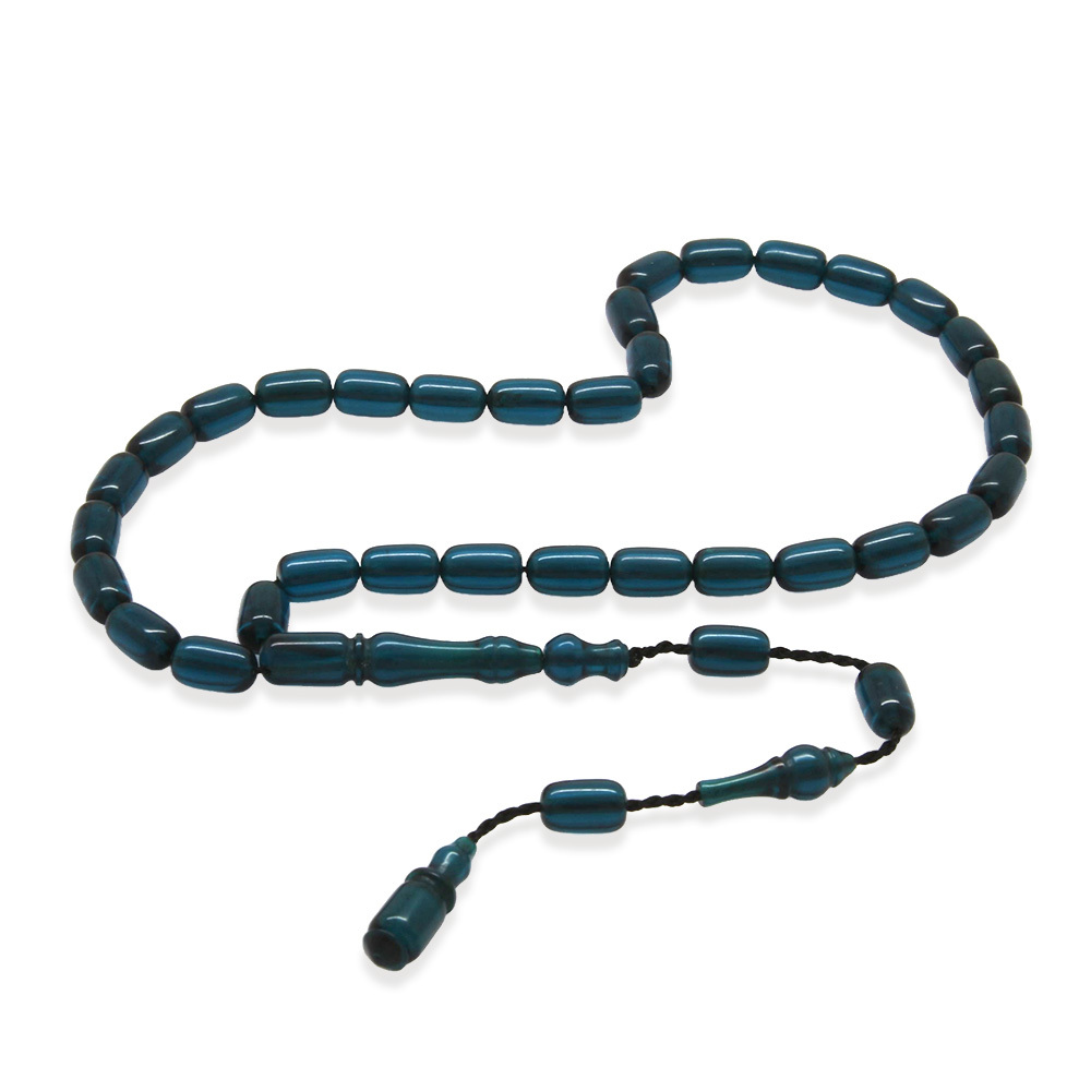 Sistemli Kapsül Kesim Mini Boy Turkuaz Ateş Kehribar Tesbih - 4