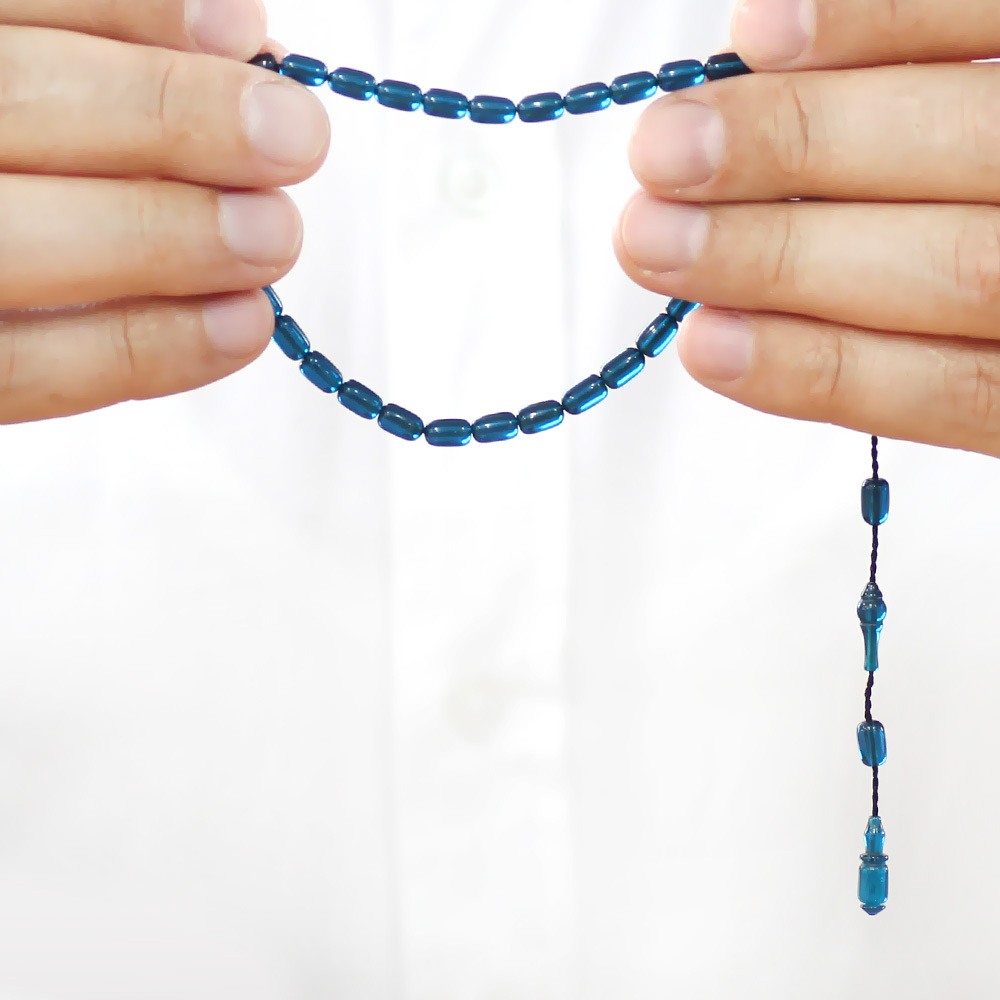 Sistemli Kapsül Kesim Mini Boy Turkuaz Ateş Kehribar Tesbih - 3