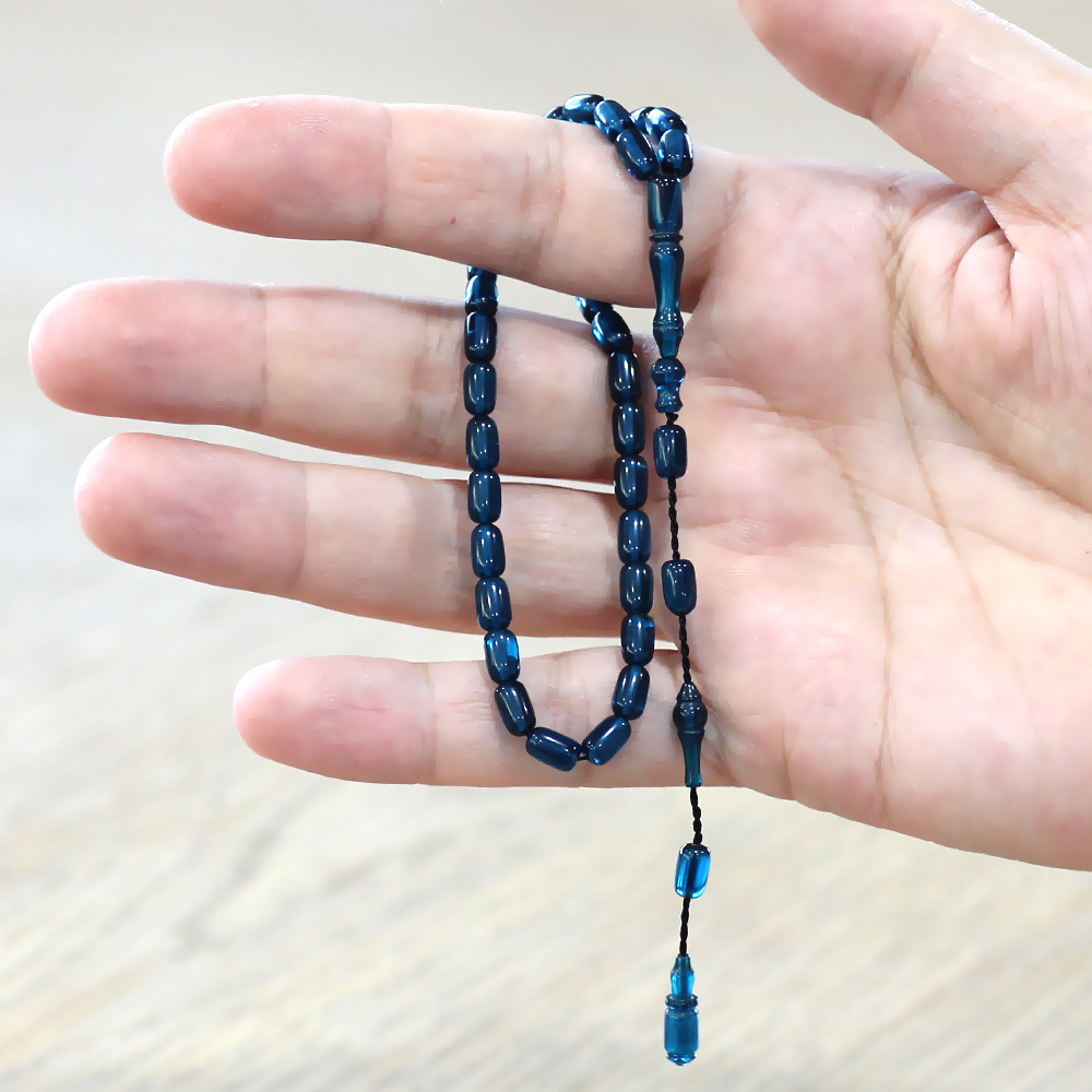 Sistemli Kapsül Kesim Mini Boy Turkuaz Ateş Kehribar Tesbih - 2