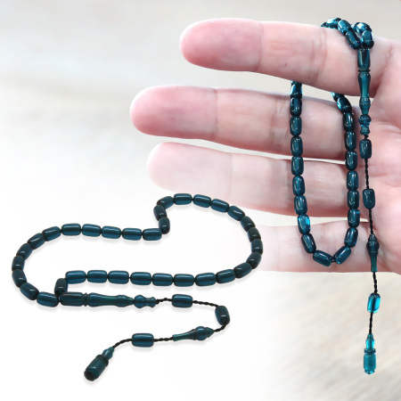 Sistemli Kapsül Kesim Mini Boy Turkuaz Ateş Kehribar Tesbih - Tesbihane