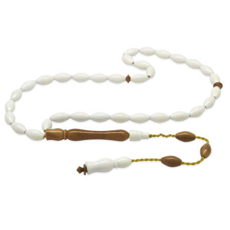 Sistemli Arpa Kesim Cilalı Kuka Kombinasyonlu Deve Kemiği Tesbih - Tesbihane