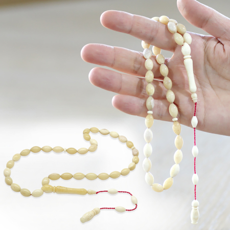 Sistemli Arpa Kesim Doğal Renk Deve Kemiği Tesbih - Tesbihane