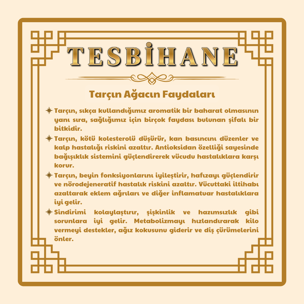 Sistemli Arpa Kesim Kahverengi Kokulu Tarçın Ağacı Tesbih - 5