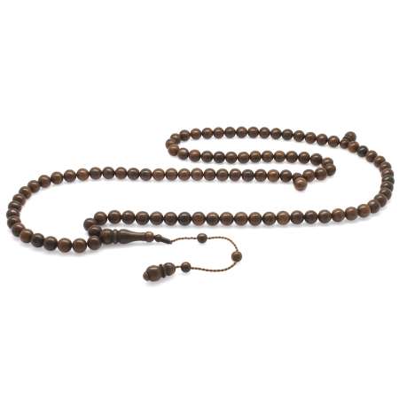 Sistemli Küre Kesim Koyu Kahverengi 99 Taneli Kuka Namaz Tesbihi - Tesbihane