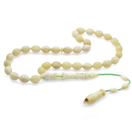 Sistemli Arpa Kesim Minare İmameli Doğal Renk Deve Kemiği Tesbih - Tesbihane