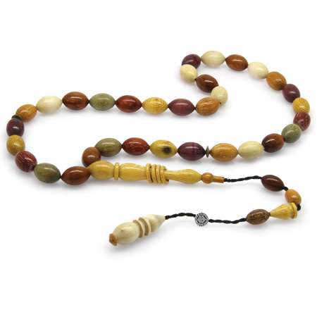 Sistemli Arpa Kesim Murat Akbulut Usta İşçilikli Çoklu Ağaç Kombinli Koleksiyonluk Tesbih - Tesbihane