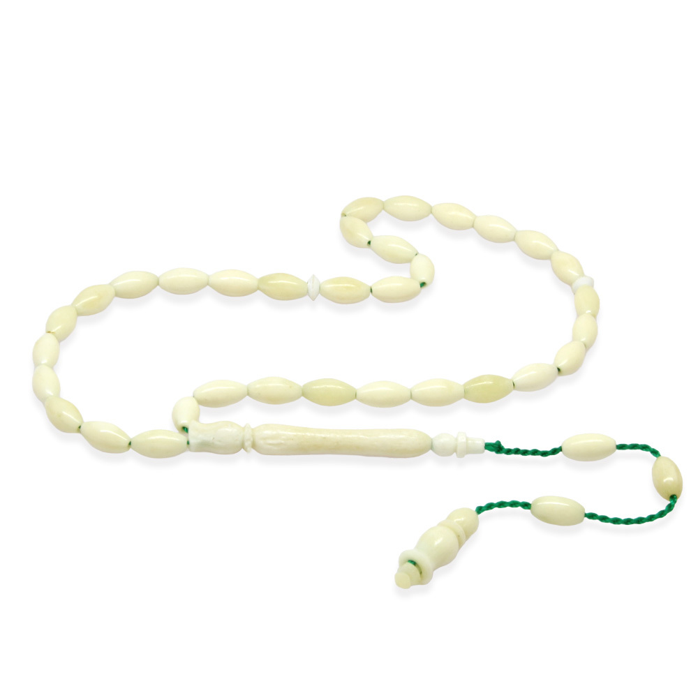 Sistemli Arpa Kesim Naturel Renk Deve Kemiği Tesbih - 2