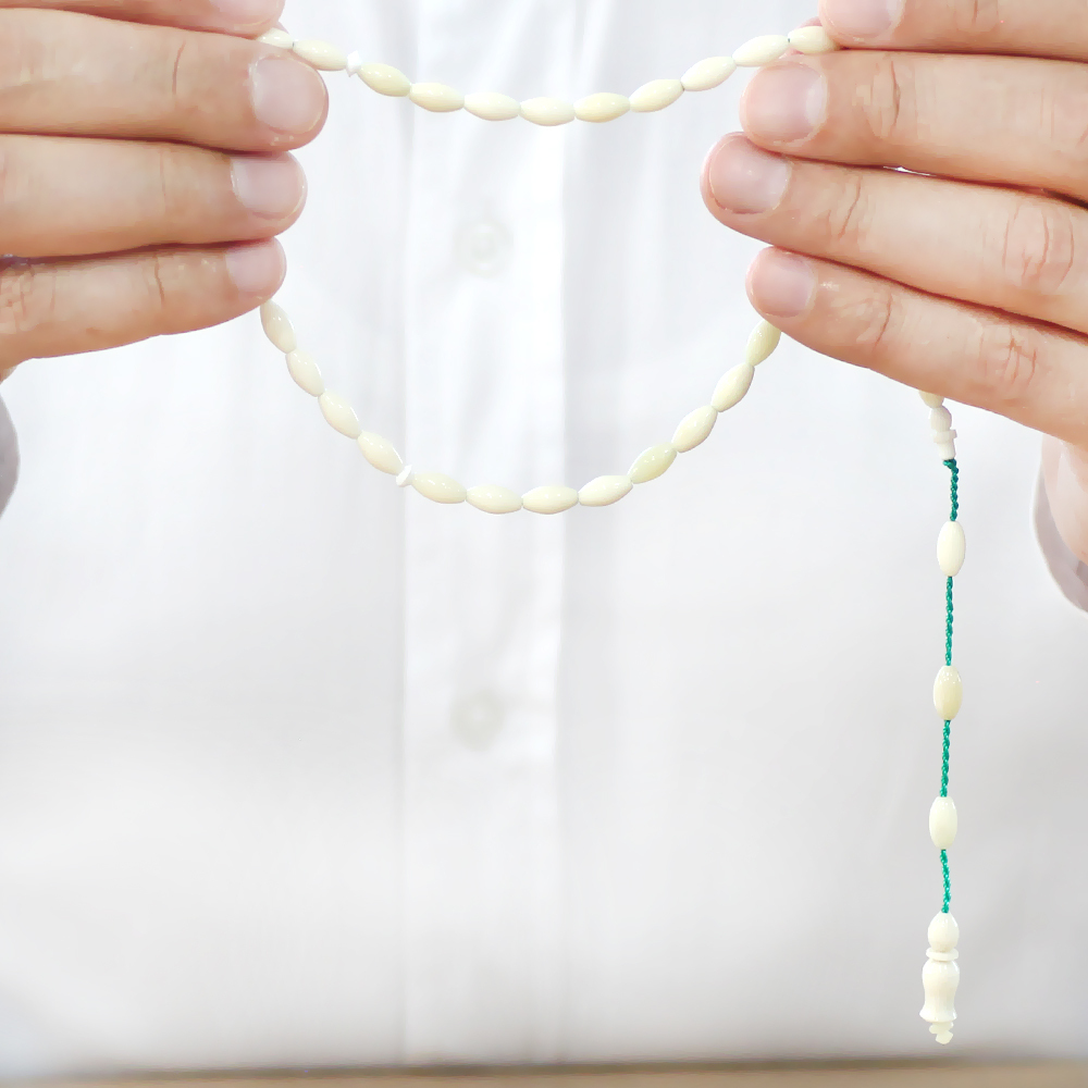 Sistemli Arpa Kesim Naturel Renk Deve Kemiği Tesbih - 3