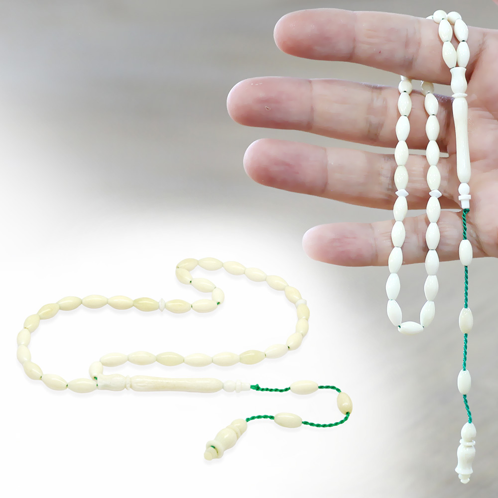 Sistemli Arpa Kesim Naturel Renk Deve Kemiği Tesbih - 1